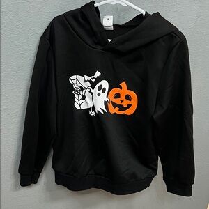Kids Halloween Ghost and Pumpkin Costume Hoodie - Black and Orange